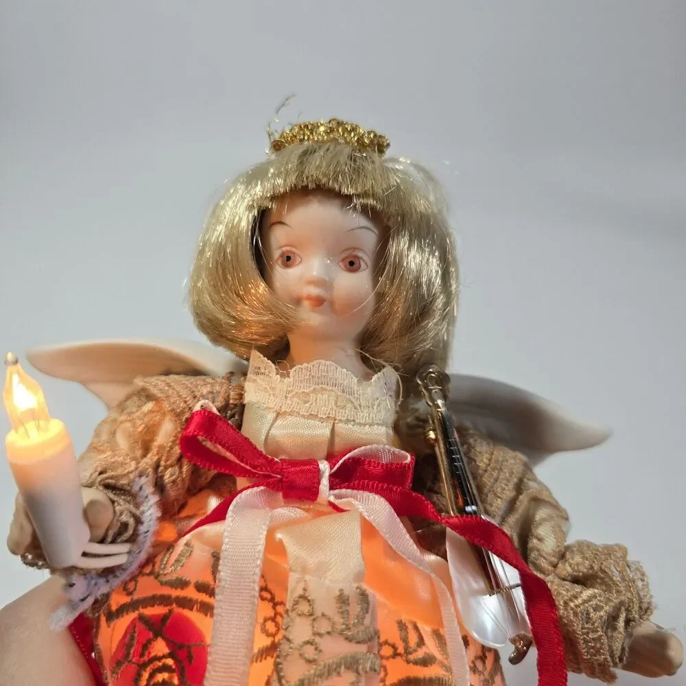 Vintage Light Up Porcelain Angel Christmas Tree Topper 8